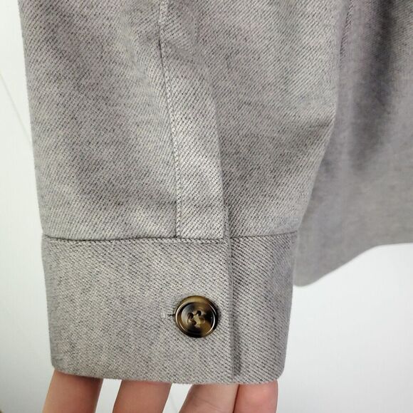 Womens Shacket L Gray Button Front Casual Oversized Fit Collar Weekend - Picture 7 of 7